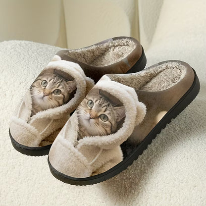 Women's 3D Cat Plush Slip-On Slippers