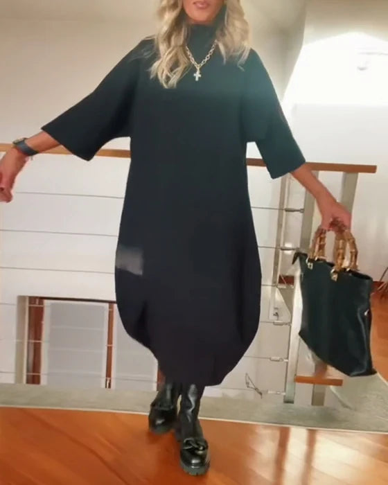 Women's Relaxed High Neck Maxi Dress