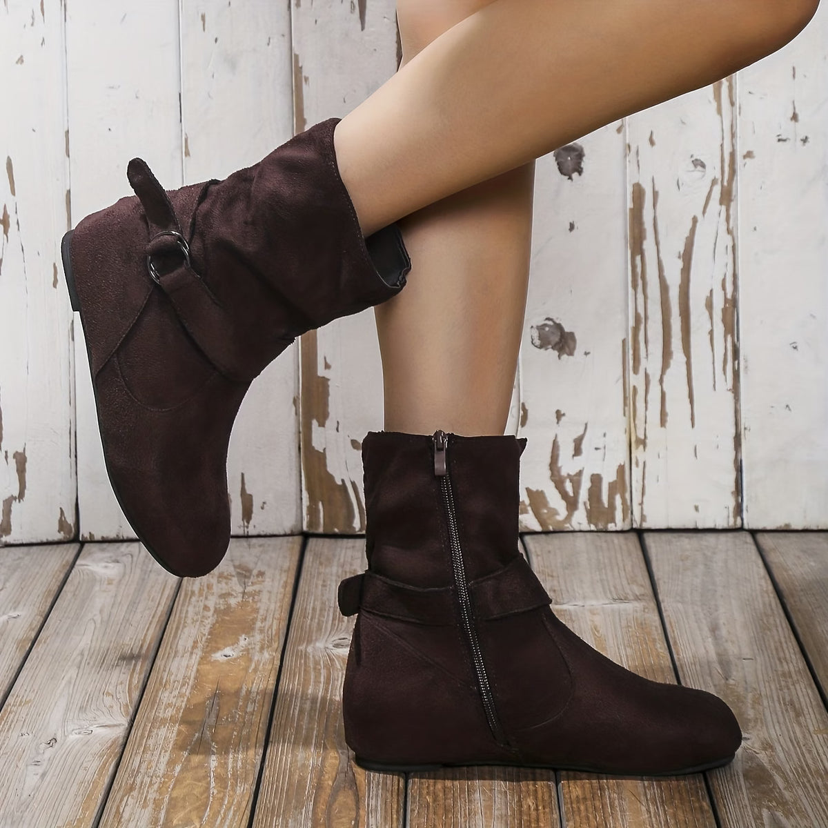 Women's Vintage Buckle Ankle Boots
