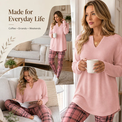 Women's Plaid Leggings & Tunic Top Set