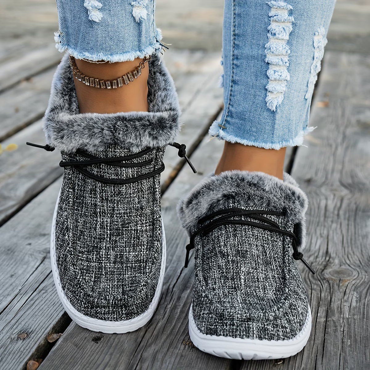 Women's Plush-Lined Slip-On Winter Shoes