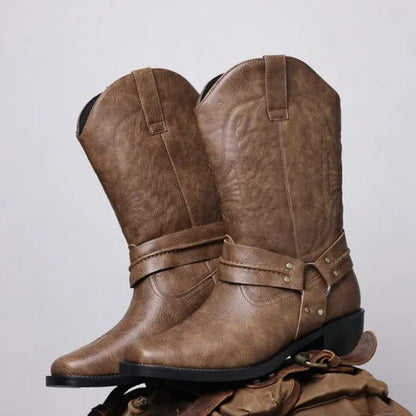 Men's Embossed Retro Ankle Boots