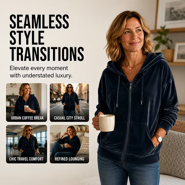 Women's Velvet-Look Hooded Jacket