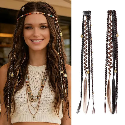 Women's Bohemian Decorative Clip-In Hair Braids