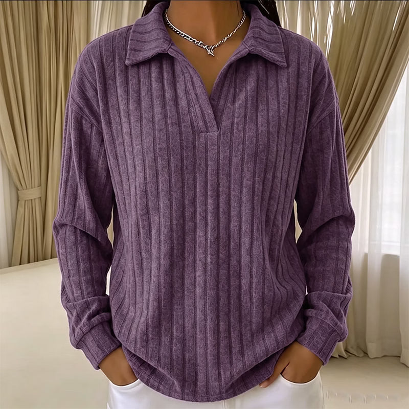 Women's Ribbed V-Neck Knit Jumper