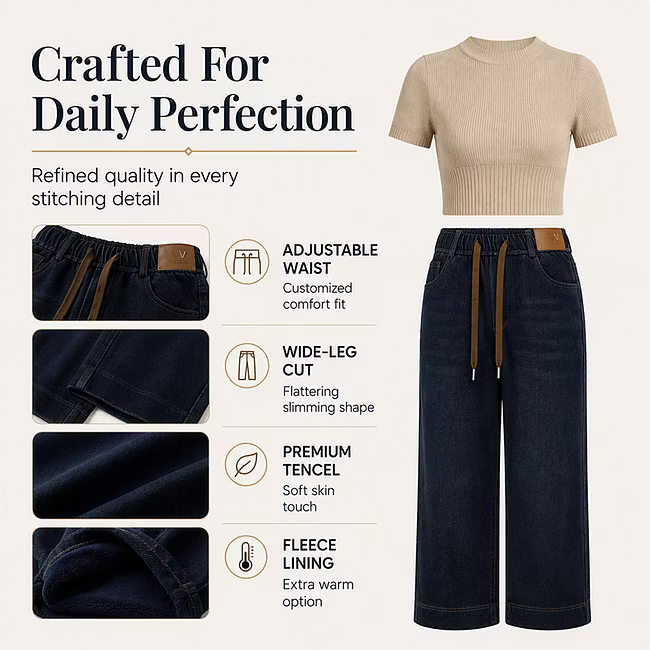 Women's Soft-Touch Drawstring Wide-Leg Trousers