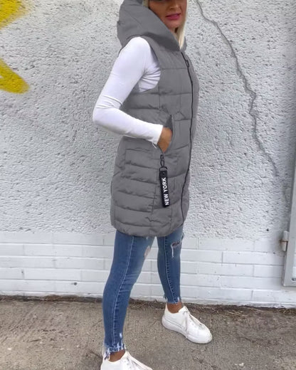 Women's Longline Quilted Hooded Gilet