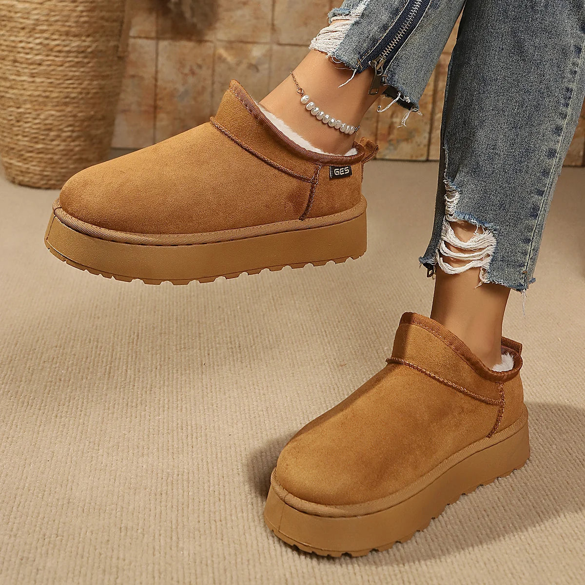 Women's Fleece-Lined Platform Ankle Boots
