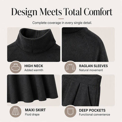 Women's Roll Neck Fleece Top & Maxi Skirt Set