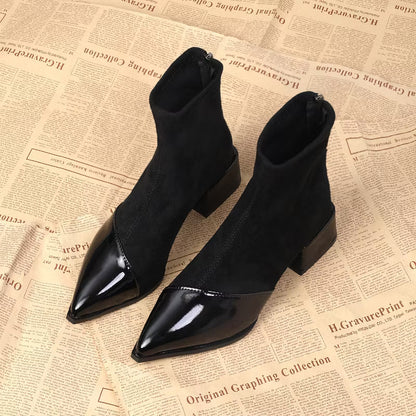 Women's Pointed Toe Chunky Heel Ankle Boots