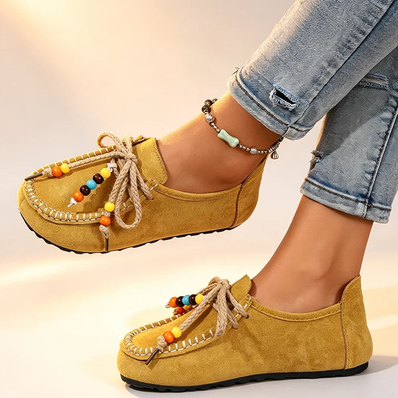 Women's Beaded Suede-Look Loafers