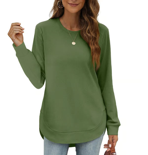 Women's Curved Hem Crew Neck Sweatshirt