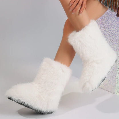 Women's Fluffy Mid-Calf Winter Boots
