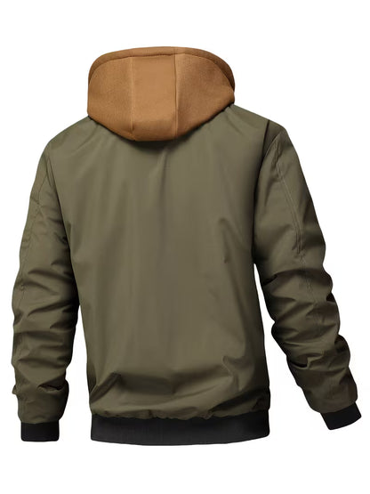 Men's Layered Hooded Zip-Up Jacket