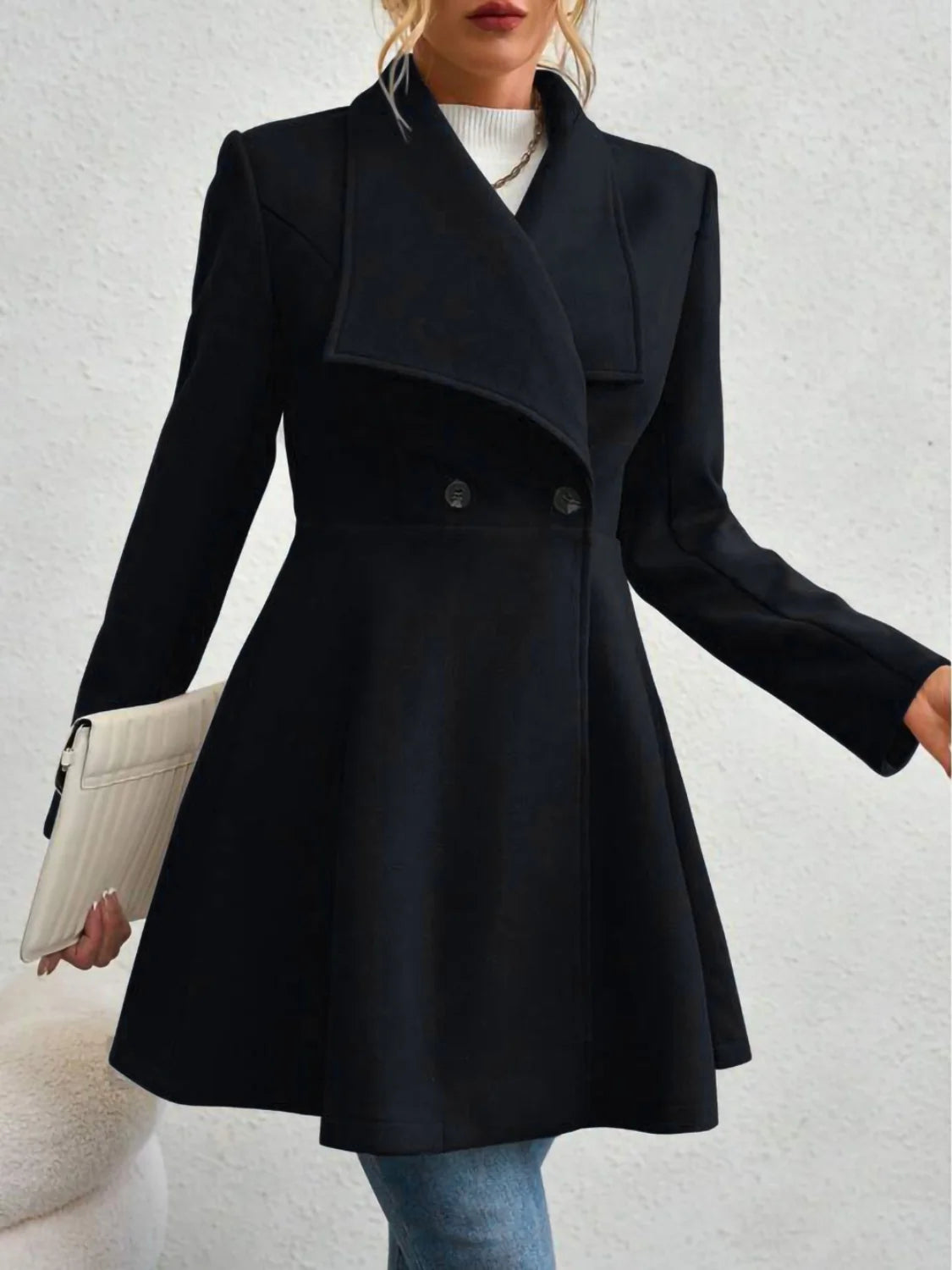 Women's Tailored Double-Breasted Midi Coat