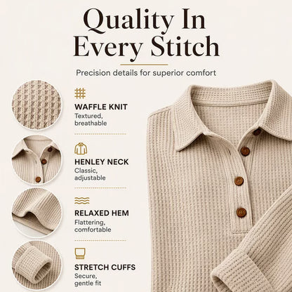 Women's Waffle Knit Henley Pullover