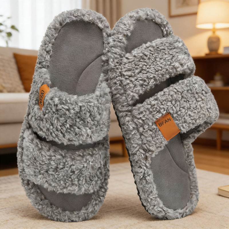 Women's Fuzzy Open-Toe Slippers