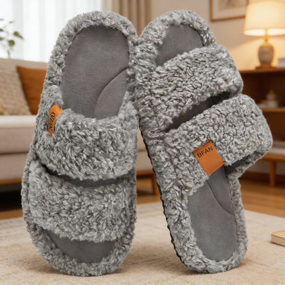 Women's Fuzzy Open-Toe Slippers