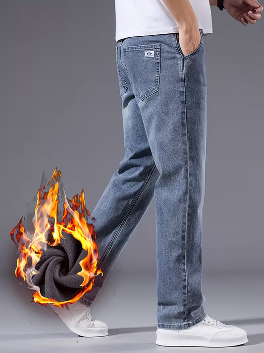 Men's Fleece-Lined Straight-Leg Jeans