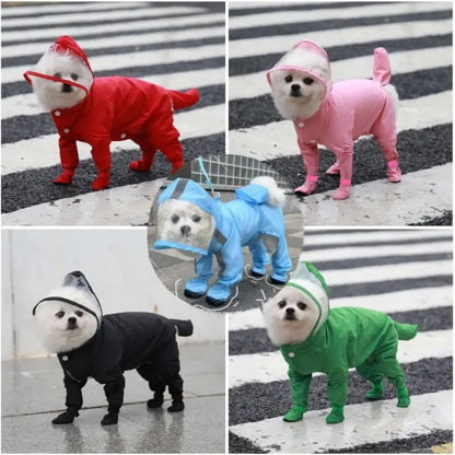 Full-Coverage Waterproof Dog Raincoat with Hood & Boots