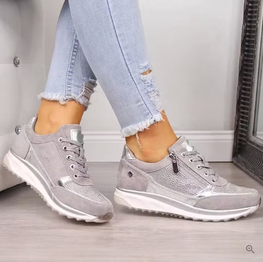 Women's Zip Detail Wedge Trainers