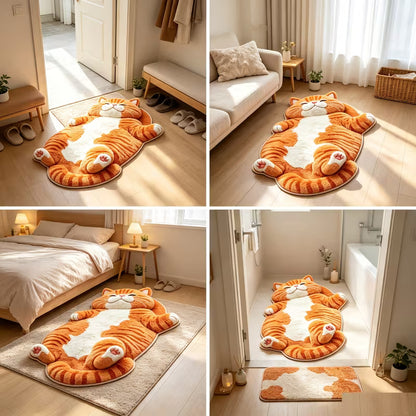 Cute Sleeping Cat Shaped Floor Rug