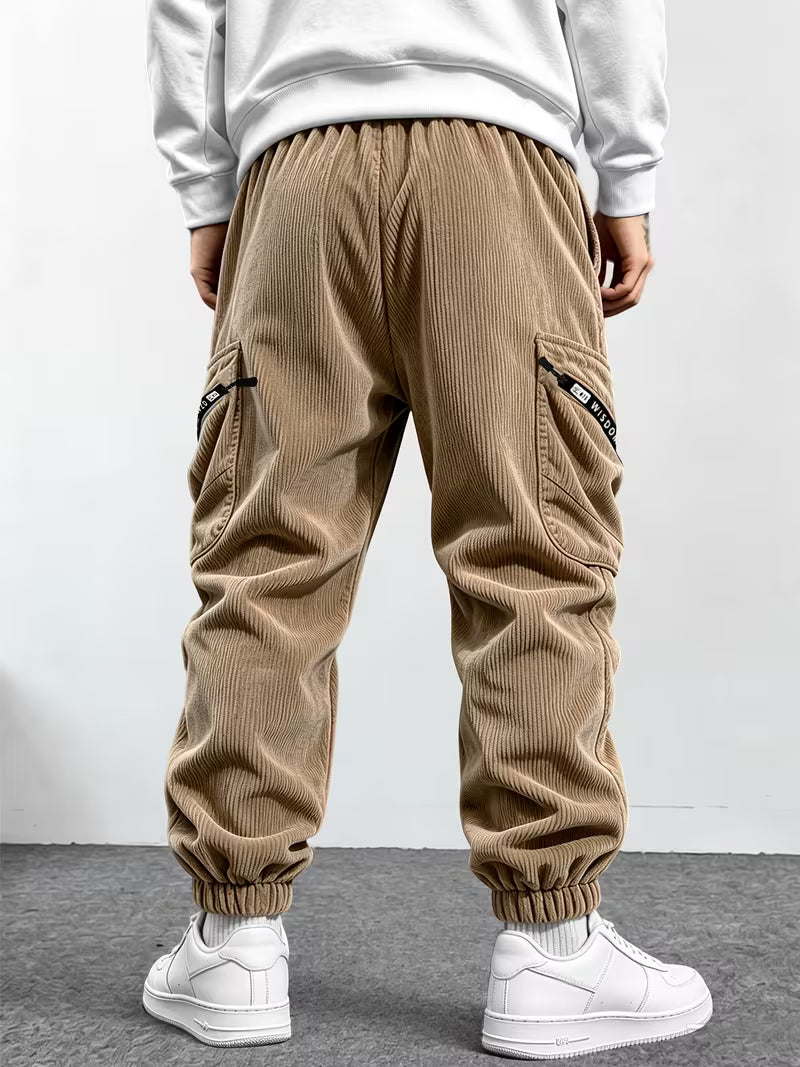 Men's Corduroy Multi-Pocket Cargo Joggers