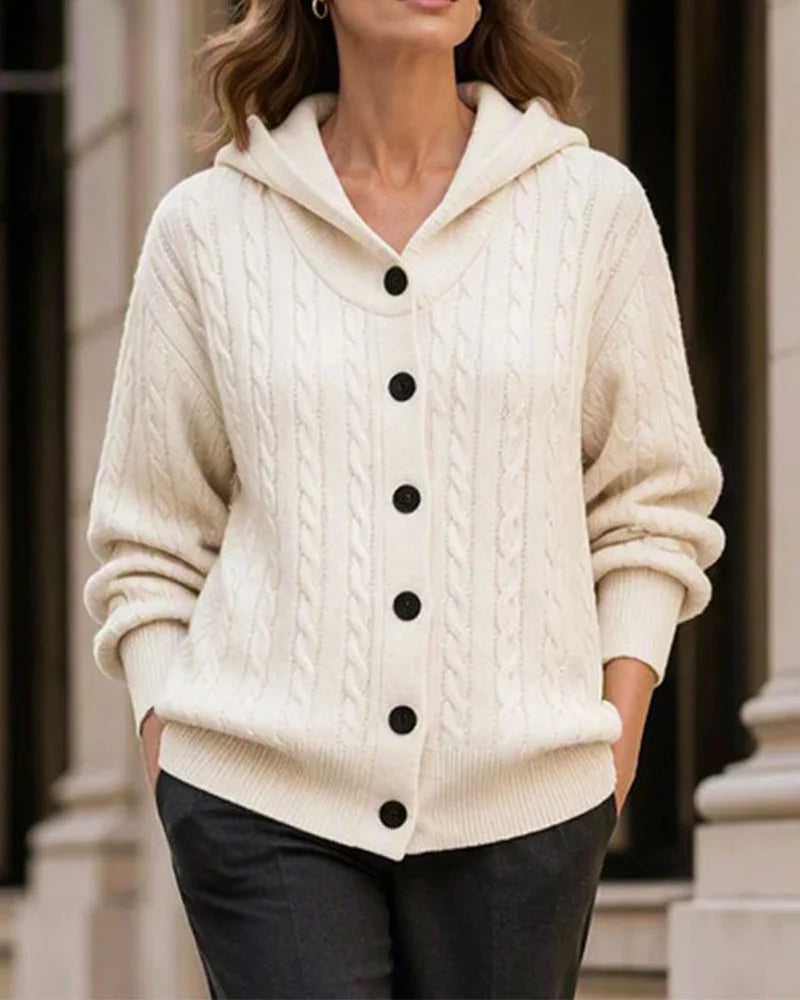 Women's Open-Front Hooded Knit Cardigan