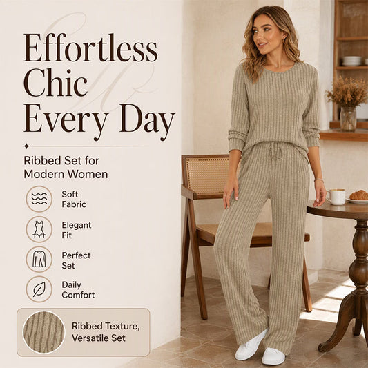 Women's Soft Ribbed Two-Piece Lounge Set