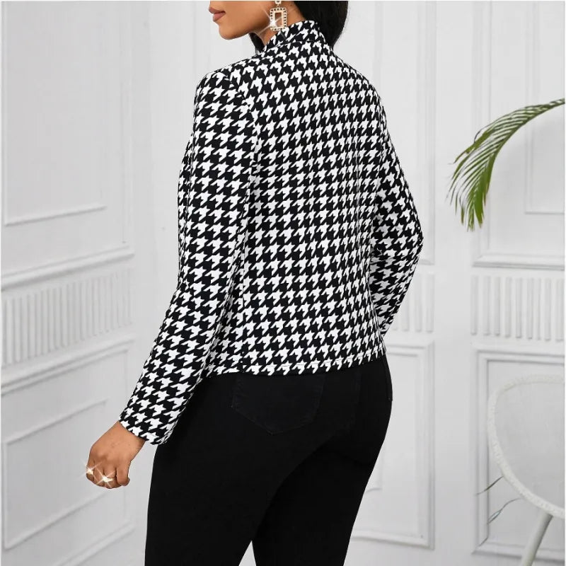 Women's Houndstooth Open-Front Jacket