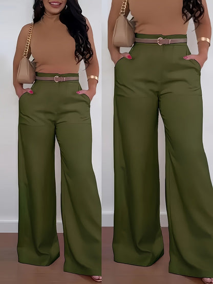 Women's Elegant High-Waisted Wide-Leg Trousers