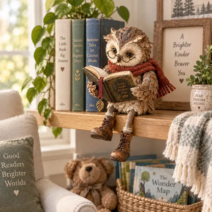 Reading Owl Shelf Figurine