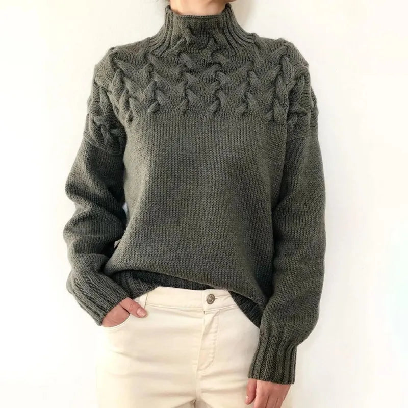 Women's Cable Knit Roll Neck Jumper