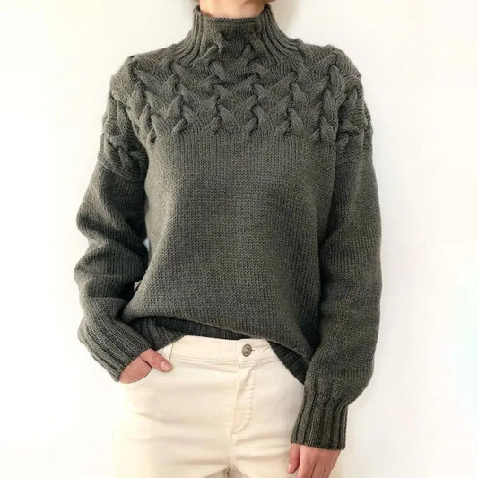 Women's Cable Knit Roll Neck Jumper