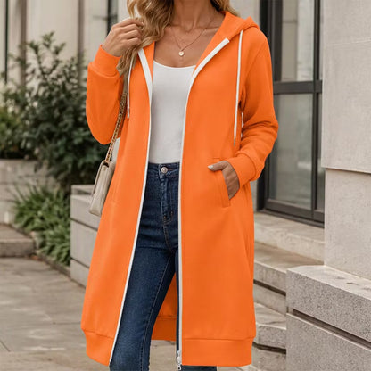 Women's Longline Zip-Up Hooded Jacket