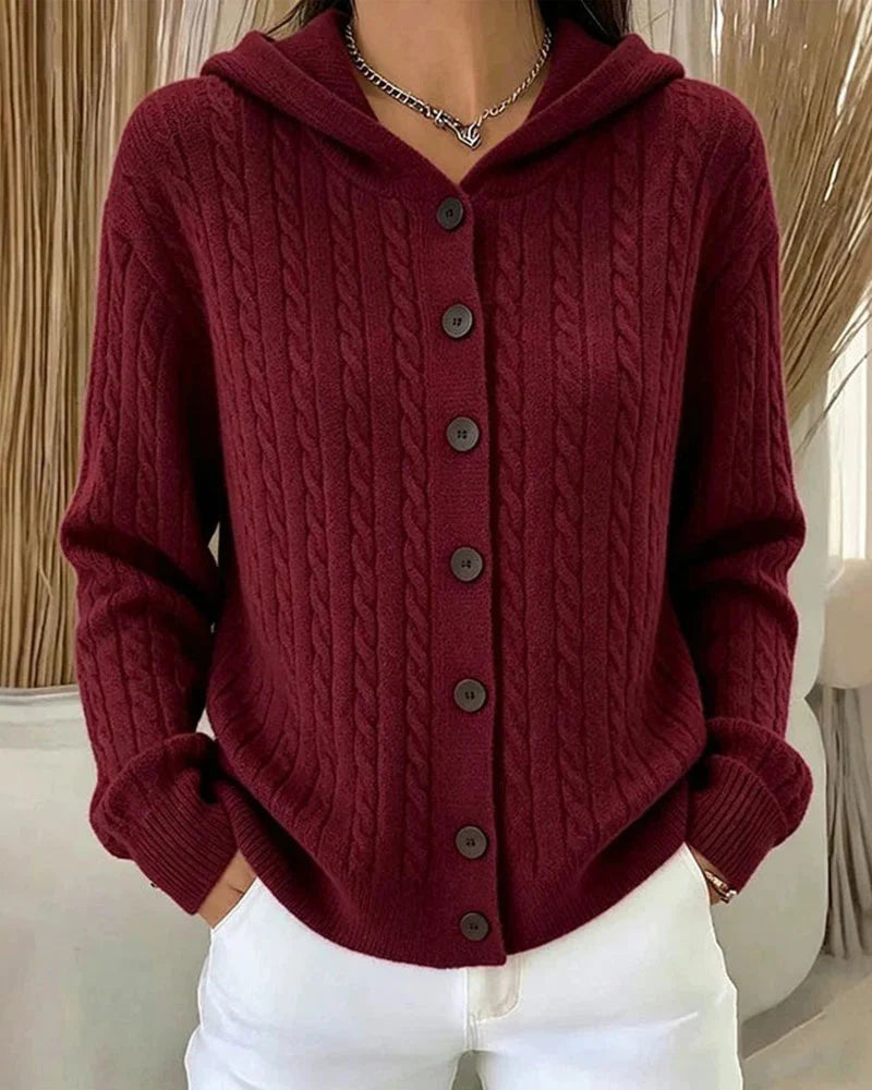 Women's Open-Front Hooded Knit Cardigan