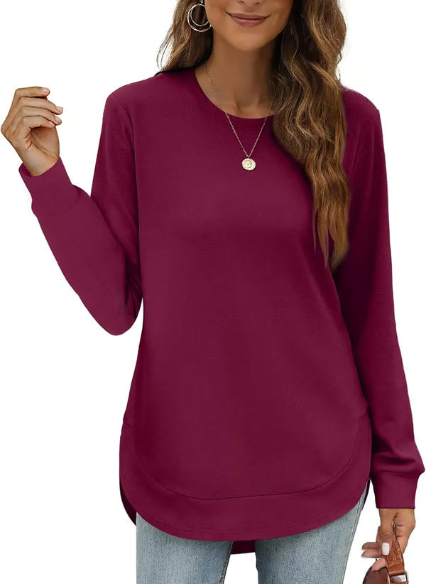 Women's Curved Hem Crew Neck Sweatshirt