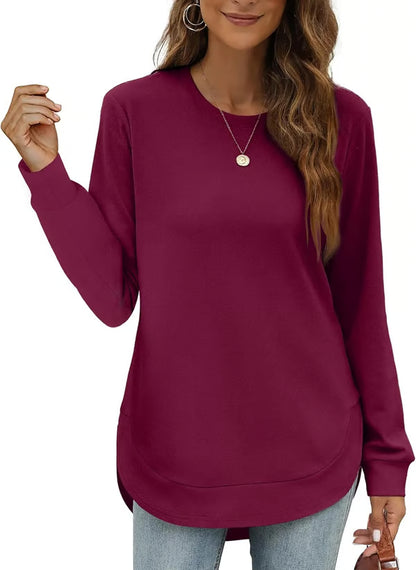 Women's Curved Hem Crew Neck Sweatshirt