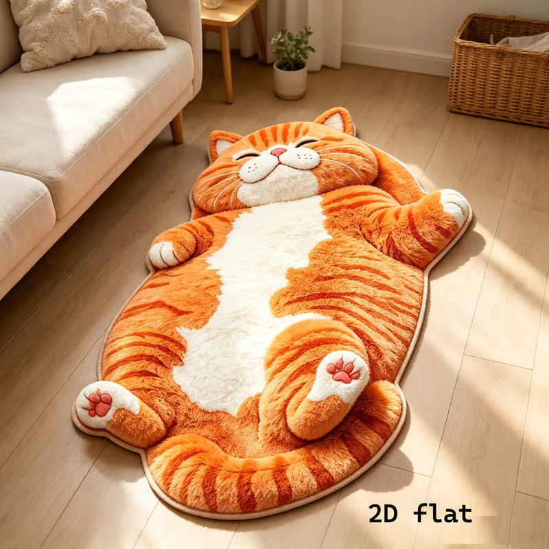 Cute Sleeping Cat Shaped Floor Rug