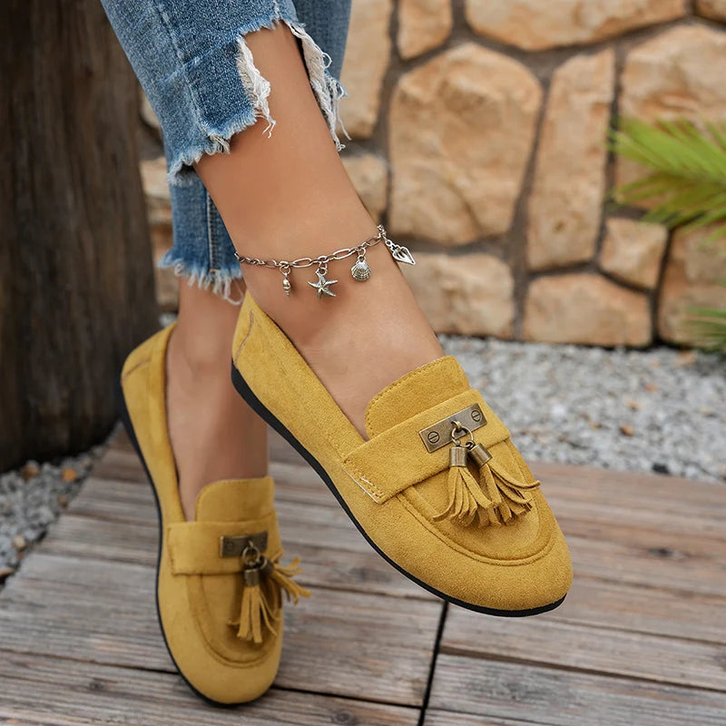 Women's Tassel Buckle Slip-On Loafers