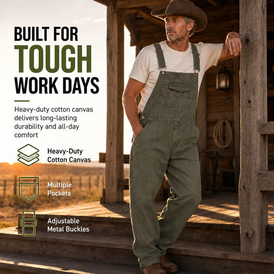 Men's Heavy-Duty Multi-Pocket Work Overalls