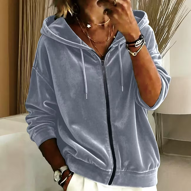 Women's Velvet-Look Hooded Jacket