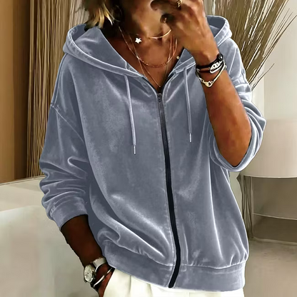 Women's Velvet-Look Hooded Jacket