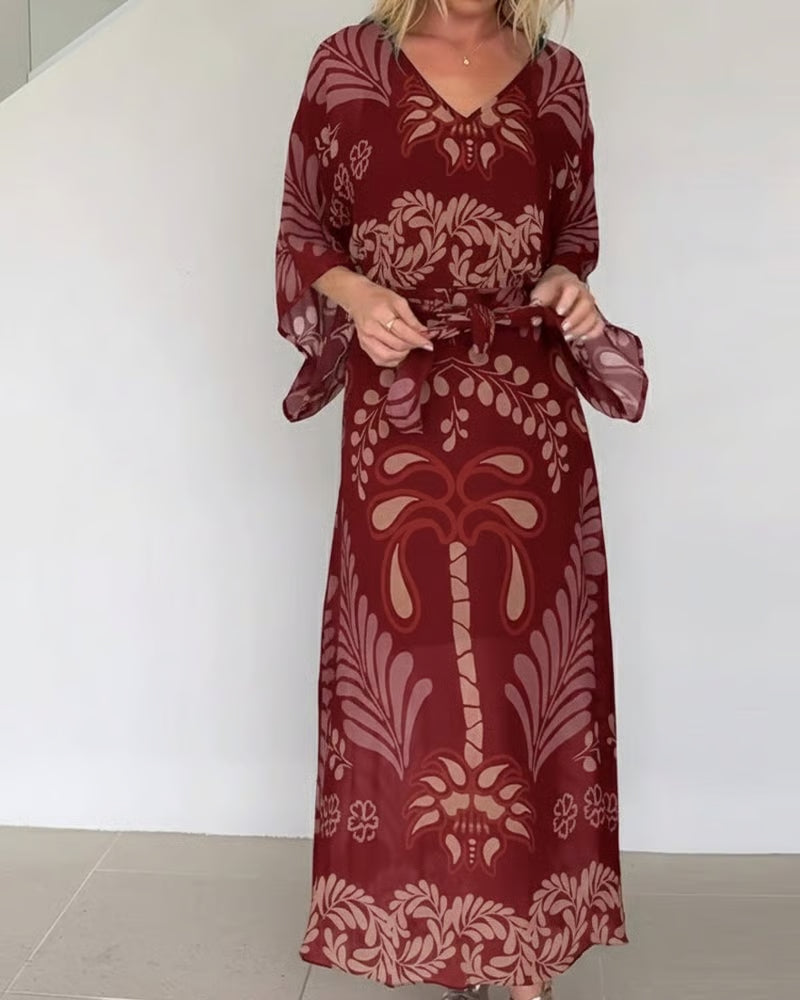 Women's Relaxed Bohemian V-Neck Dress