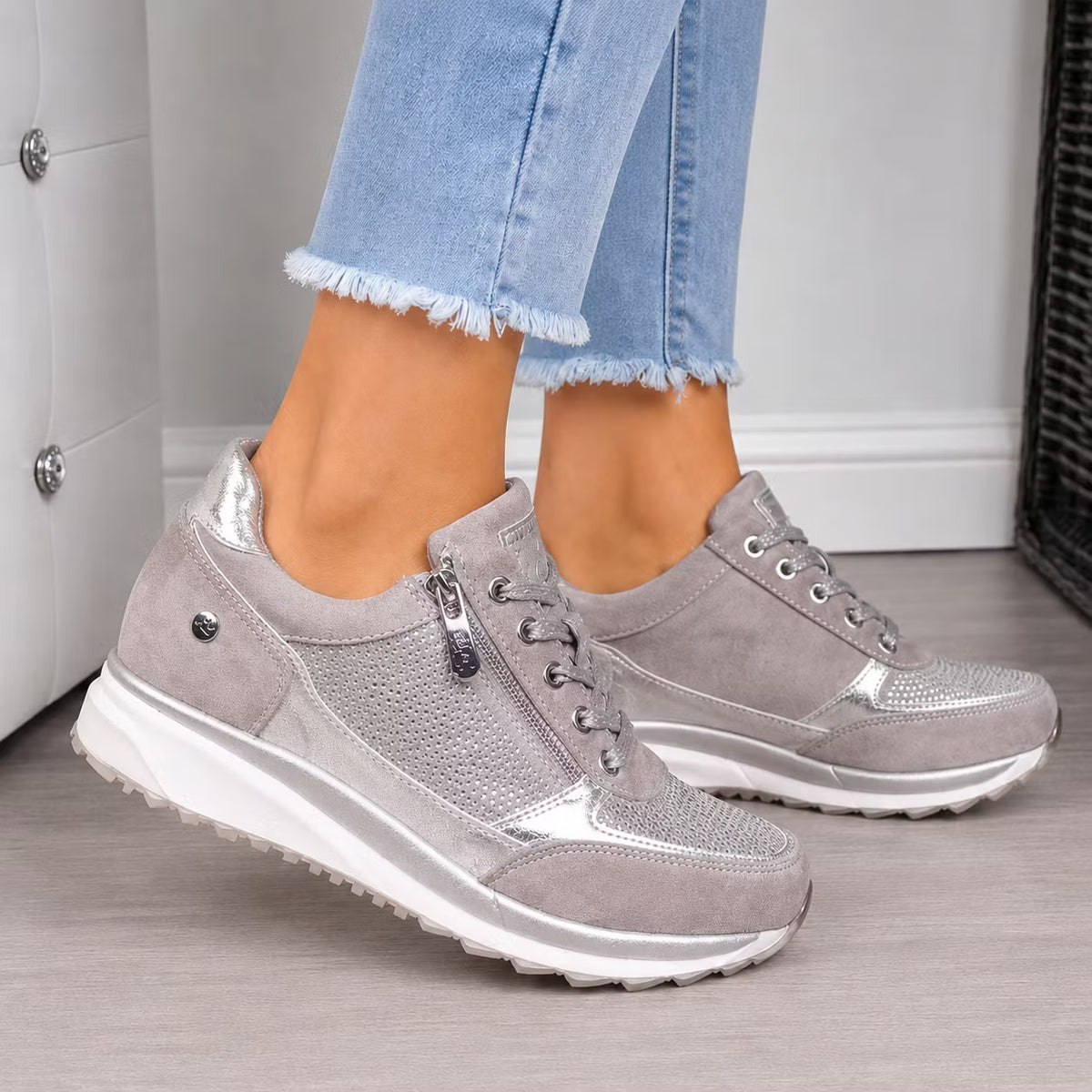 Women's Zip Detail Wedge Trainers