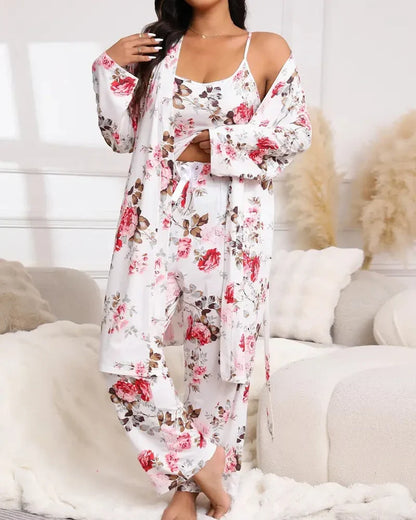 Women's Camisole, Robe & Trouser Lounge Set