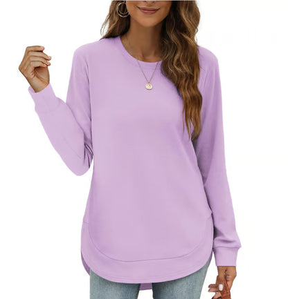 Women's Curved Hem Crew Neck Sweatshirt