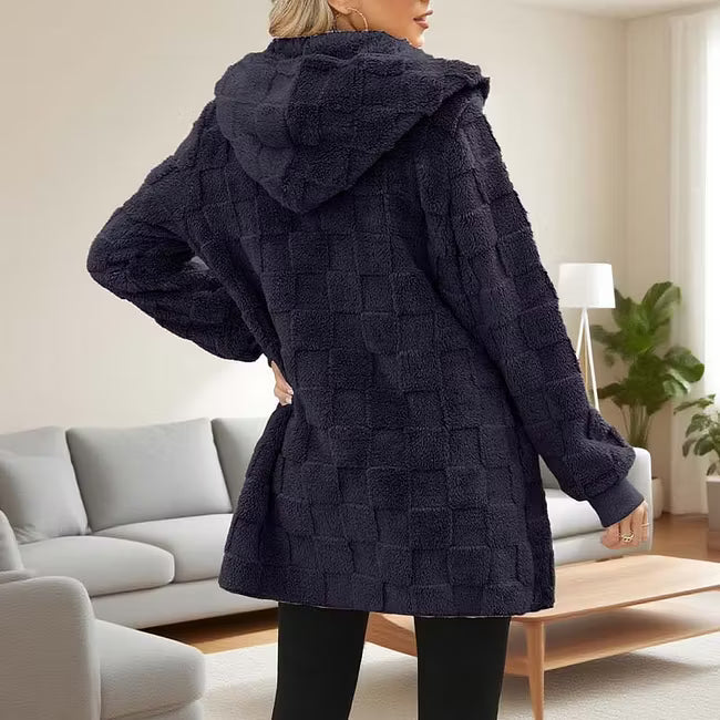 Women's Check Pattern Plush Cardigan