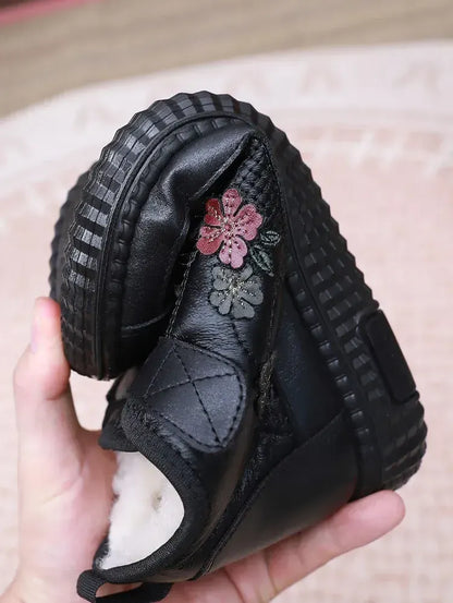 Women's Cosy Floral Embroidered Fleece-Lined Ankle Boots