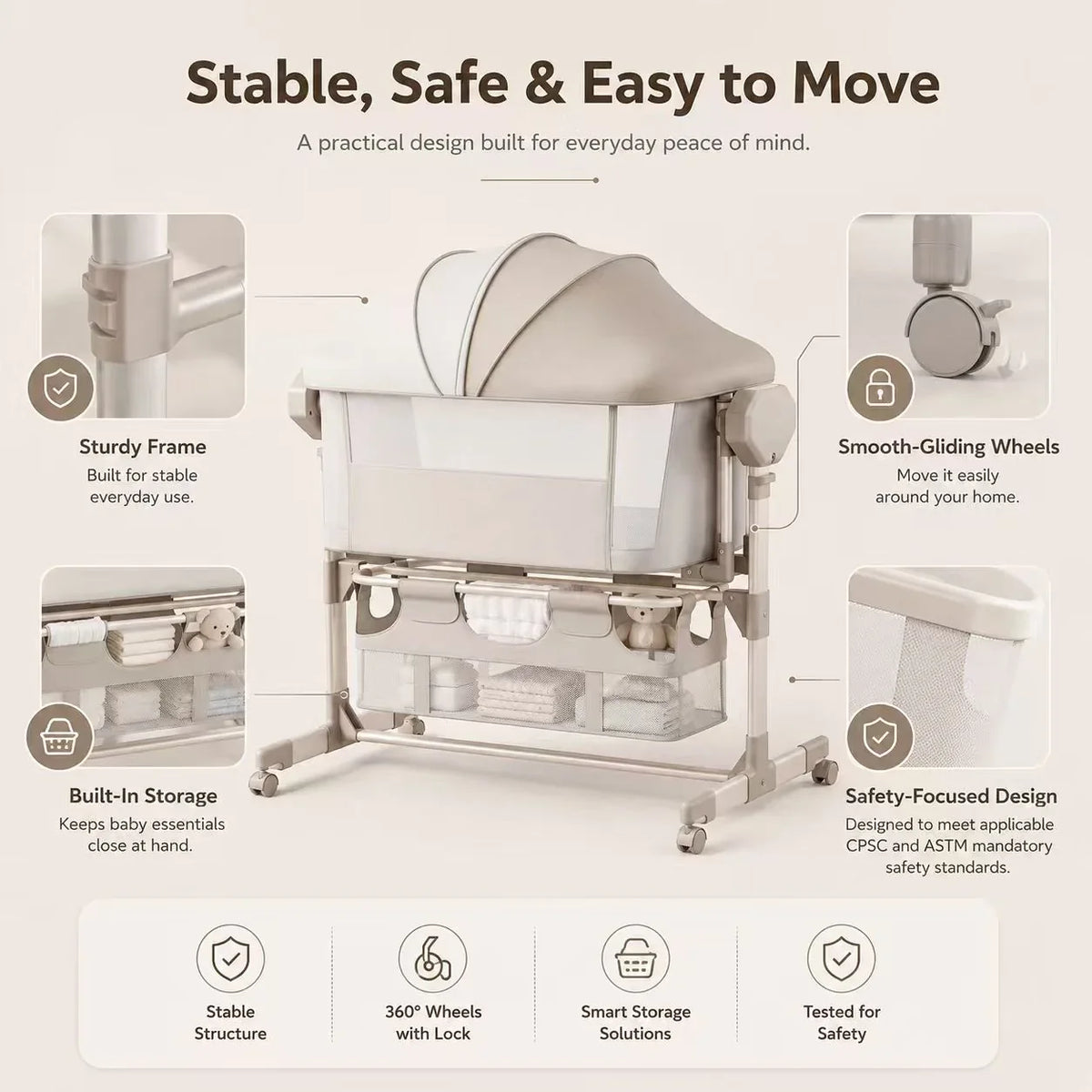 Automatic Rocking Bedside Baby Bassinet